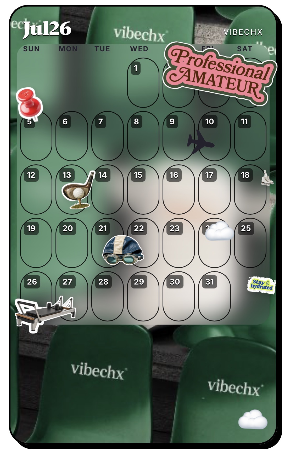 Vibechx monthly mood board calendar example